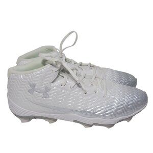 Under‎ Armour Spotlight Pro Football Cleats Men Size 12 White Silver 3028207-100